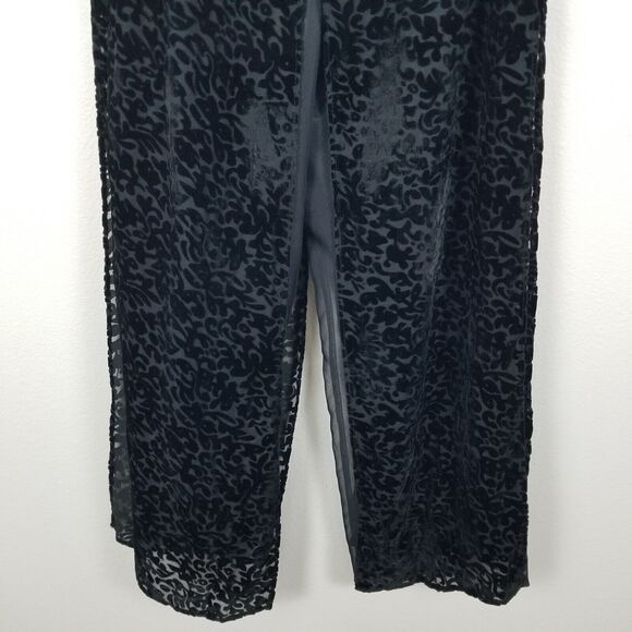 JR Nites By Caliendo Y2K 90s Flowy Sheer Velvet Pattern Party Prom Pants Size 10 - Picture 15 of 16